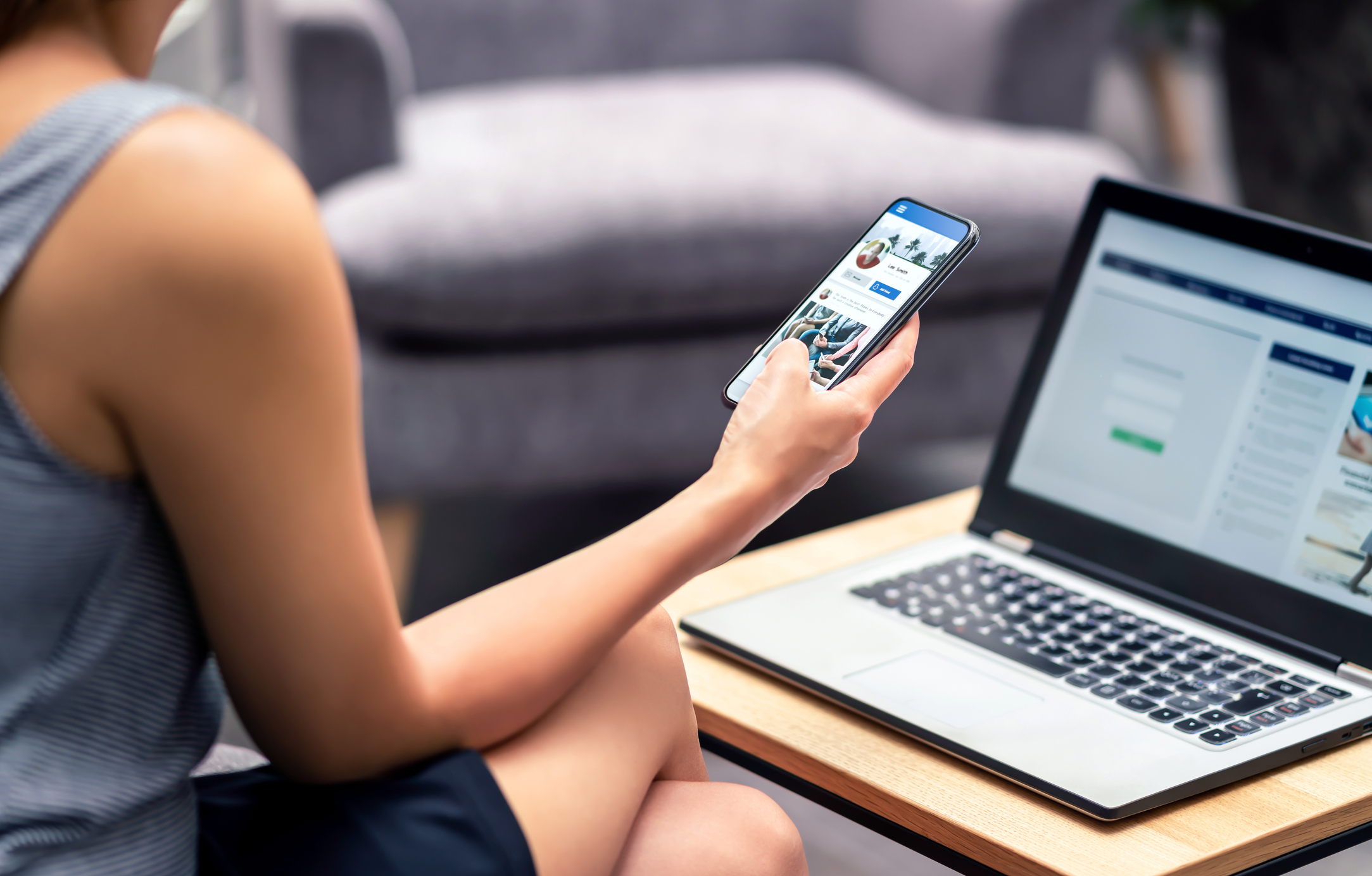 woman scrolling social media